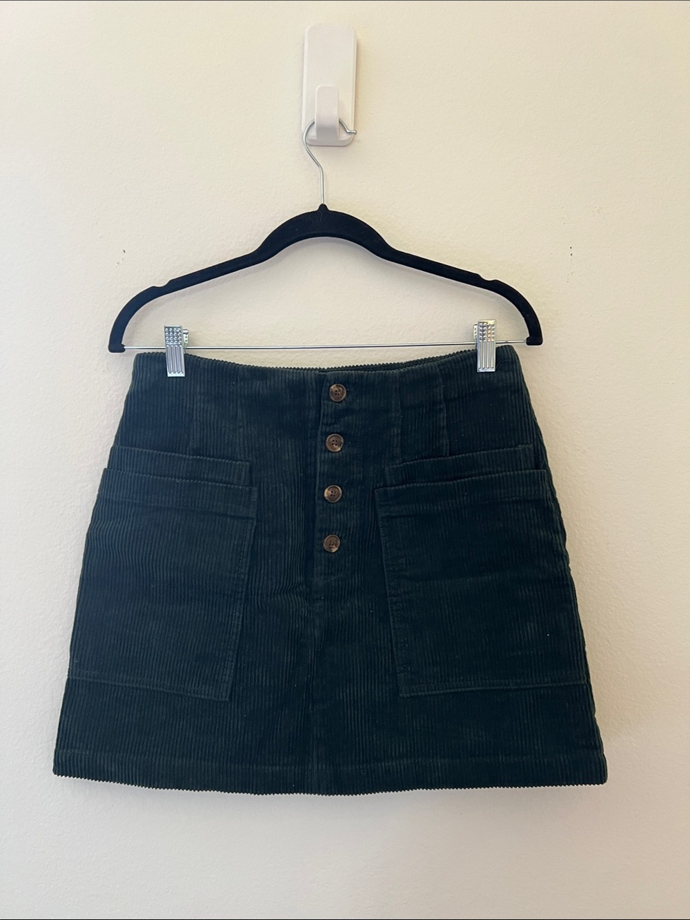 Forever 21 Dark Green Corduroy Button-Front Mini Skirt